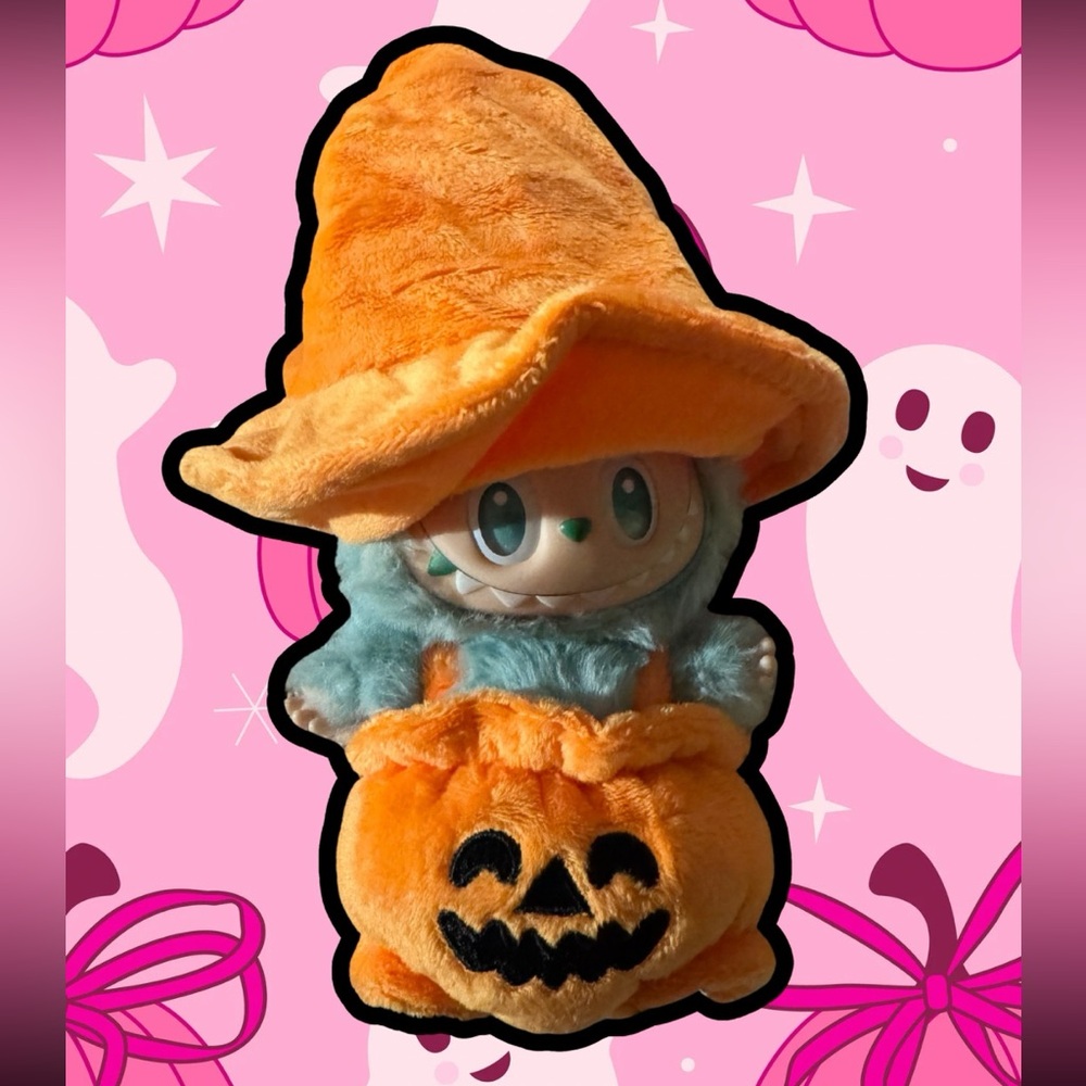 Halloween Orange Jack o lantern labubu outfit